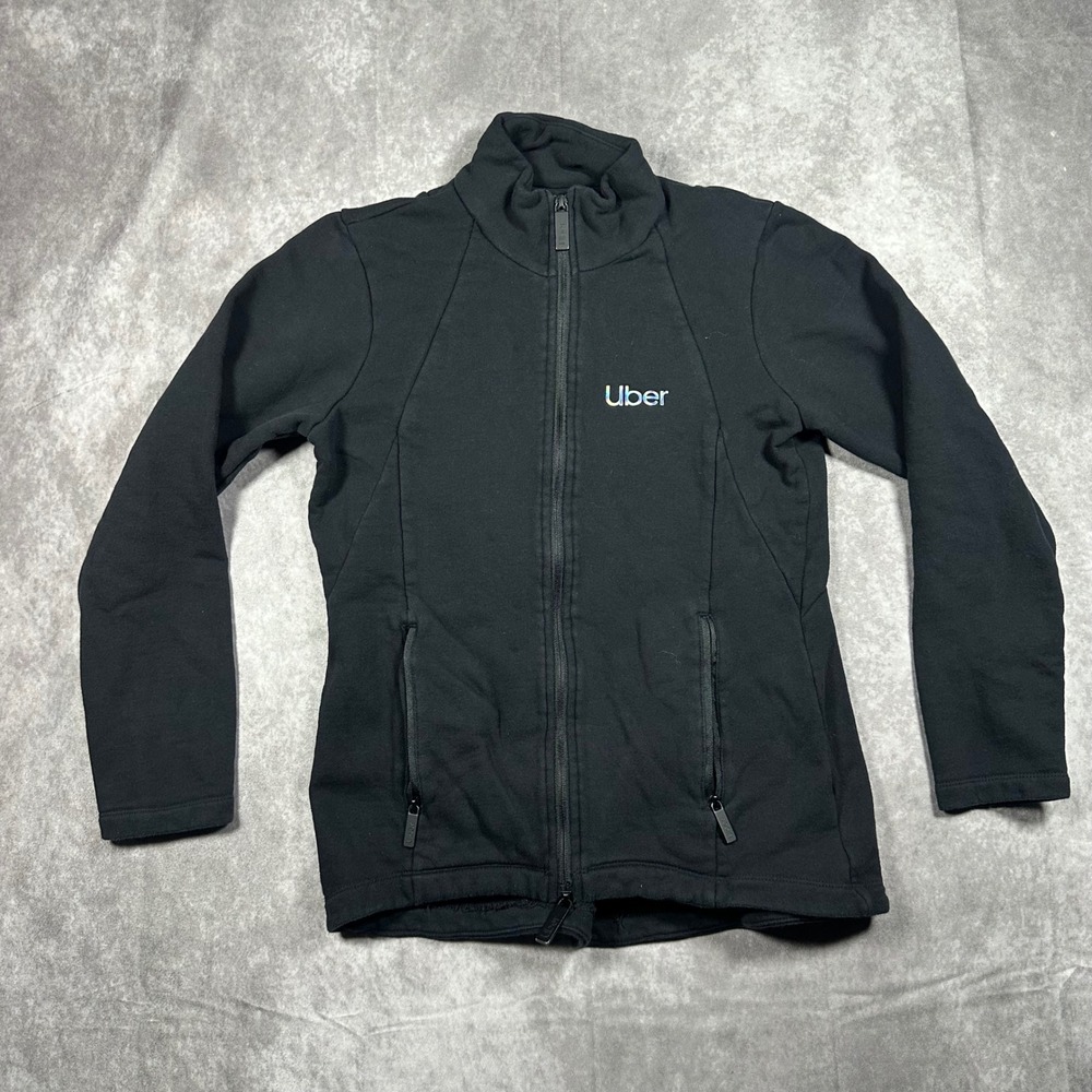 Uber‎ Limited Edition Black Full Zip Jacket Womens M Holographic Logo Workwear